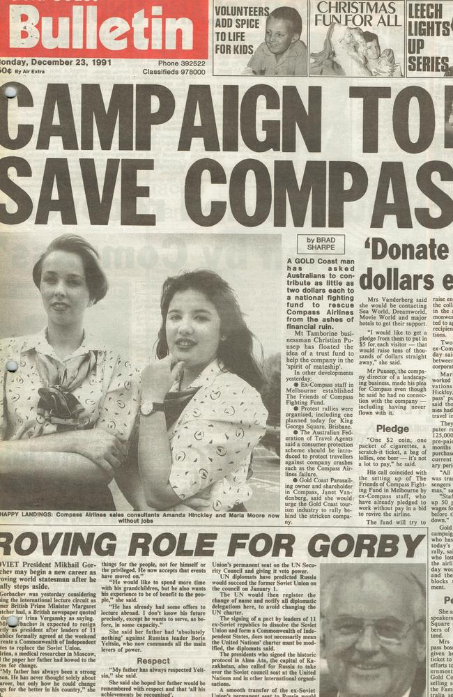 Gold Coast Bulletin 1991, December 23. Front page.