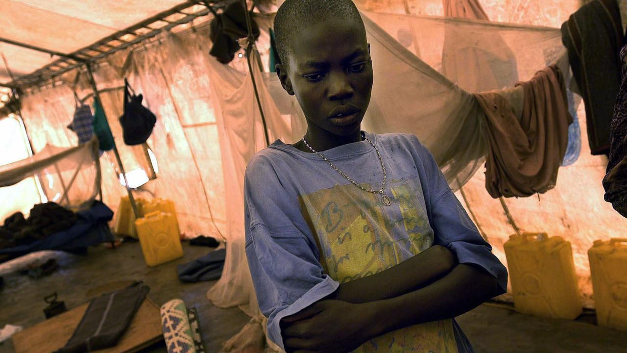 A former Lord Resistance Army fighter standing in a Reception Center in Pader, North Uganda in 2004. Picture: AFP