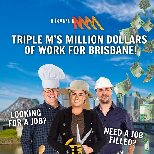 Brisbane Radio war promotions by TripleM Brisbane with Marto, Margaux and Dan Picture Instagram