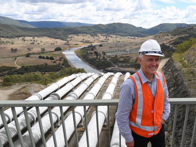 Malcolm Turnbull at the Snowy Hydro Scheme to announce the extension in March. Picture: Lukas Coch/AAP