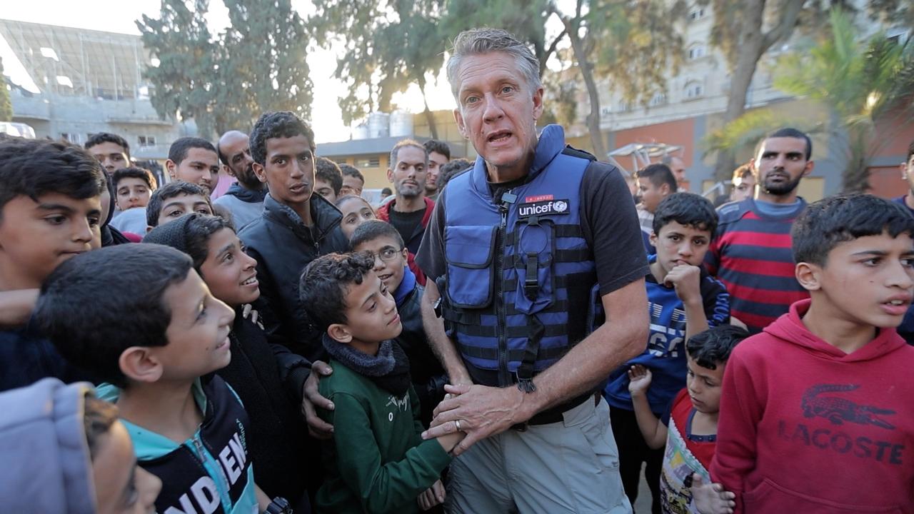 Unicef global spokesman James Elder in Gaza, December 2023. Picture: Supplied by Unicef