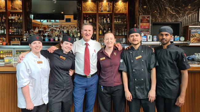 The team at Tingalpa Hotel, with chief executive of Hakfoort Group Albert Hakfoort in the middle. Picture: Supplied