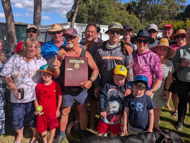 This happy crew of campers enjoyed Australia Day celebrations on January 26, 2025, with a cricket match at the Bronte Park Caravan Park. Picture Charles Wooley