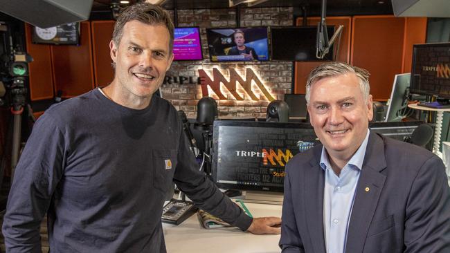 Luke Darcy and Eddie McGuire are both leaving Triple M. Picture: Tim Carrafa