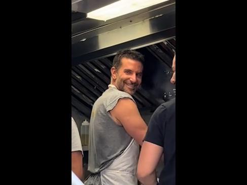 Bradley cooper spotted working at a food truck in NYC