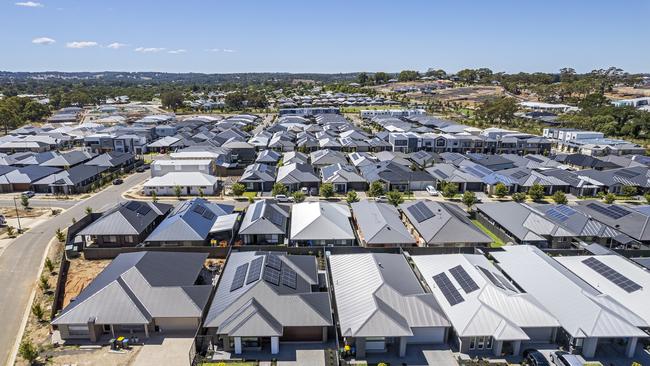 Some solar panels installed on homes in Mt Barker, near Adelaide.