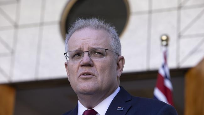 Prime Minister Scott Morrison said Australia’s hotel quarantine caps are being reviewed. Picture: NCA NewsWire/Gary Ramage