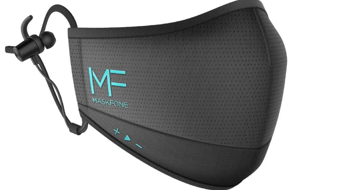 The Maskfone adds headphones and a microphone to a face mask.