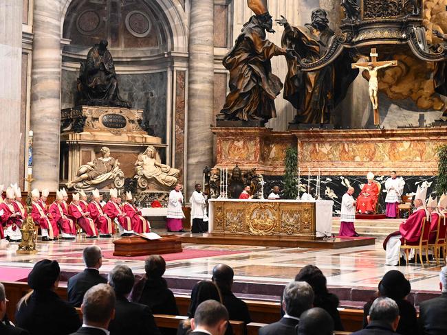 In Rome, some mourners had been surprised that Pell’s body was not shown there in an open coffin. Picture: AFP