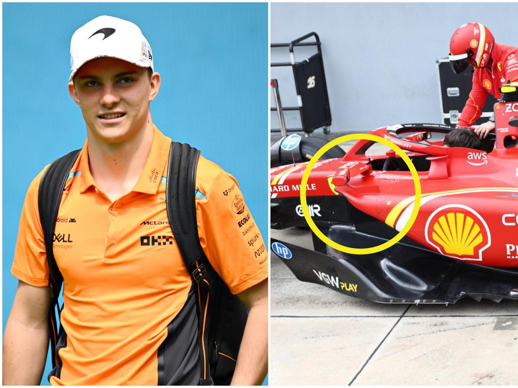 Oscar Piastri (Getty Images) with the new-look Ferrari (Russell Batchelor, XPB).