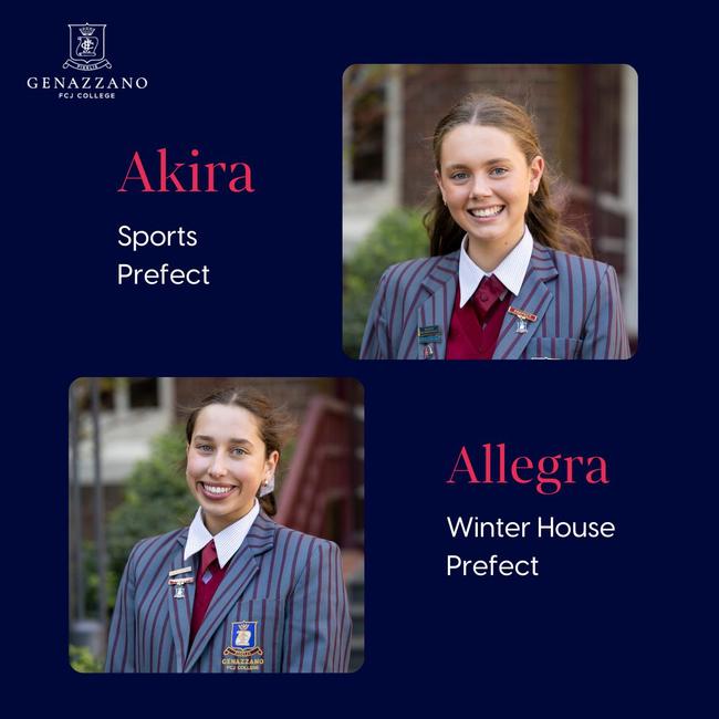 Genazzano FCJ College Student Leadership Team 2025: Akira and Allegra.