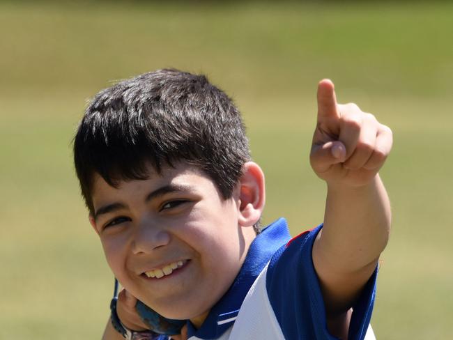 Lincoln Mehta in action at the Mudgeeraba little athletics competition. (Photo/Steve Holland)