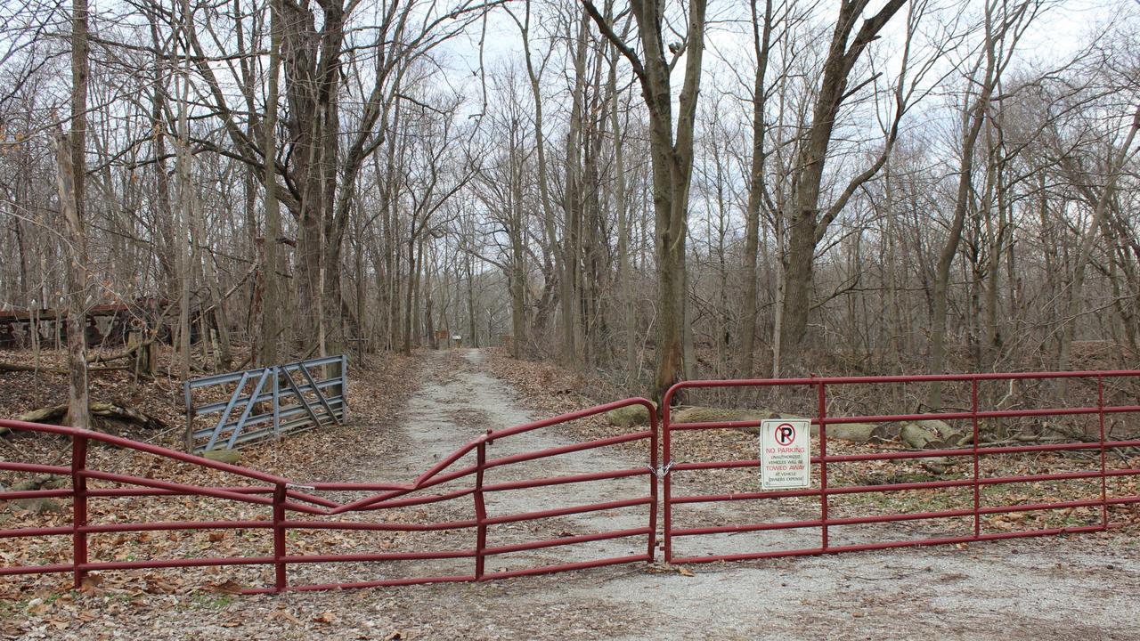 Although the red gate was not there at the time Libby and Abby were murdered, this is the spot where their fatal walk began. Picture: LH/ Google.