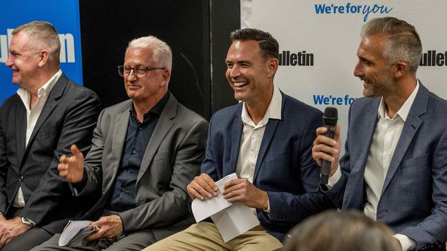 You Decided Gold Coast Bulletin Election Forums, . Div 10 & 12 held at Kurrawa Surf Life Saving Club. . Division 10 candidate, Adrian Johnston, Mike Winlaw,  Darren Taylor and Rowan Panozzo   .  Picture: Jerad Williams