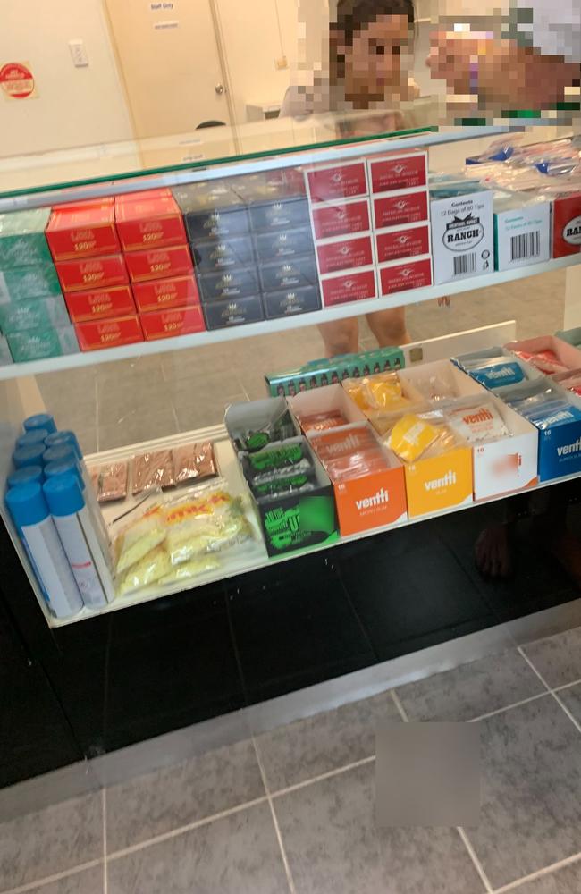 Smoking related products on display at Rocky Tobacconist
