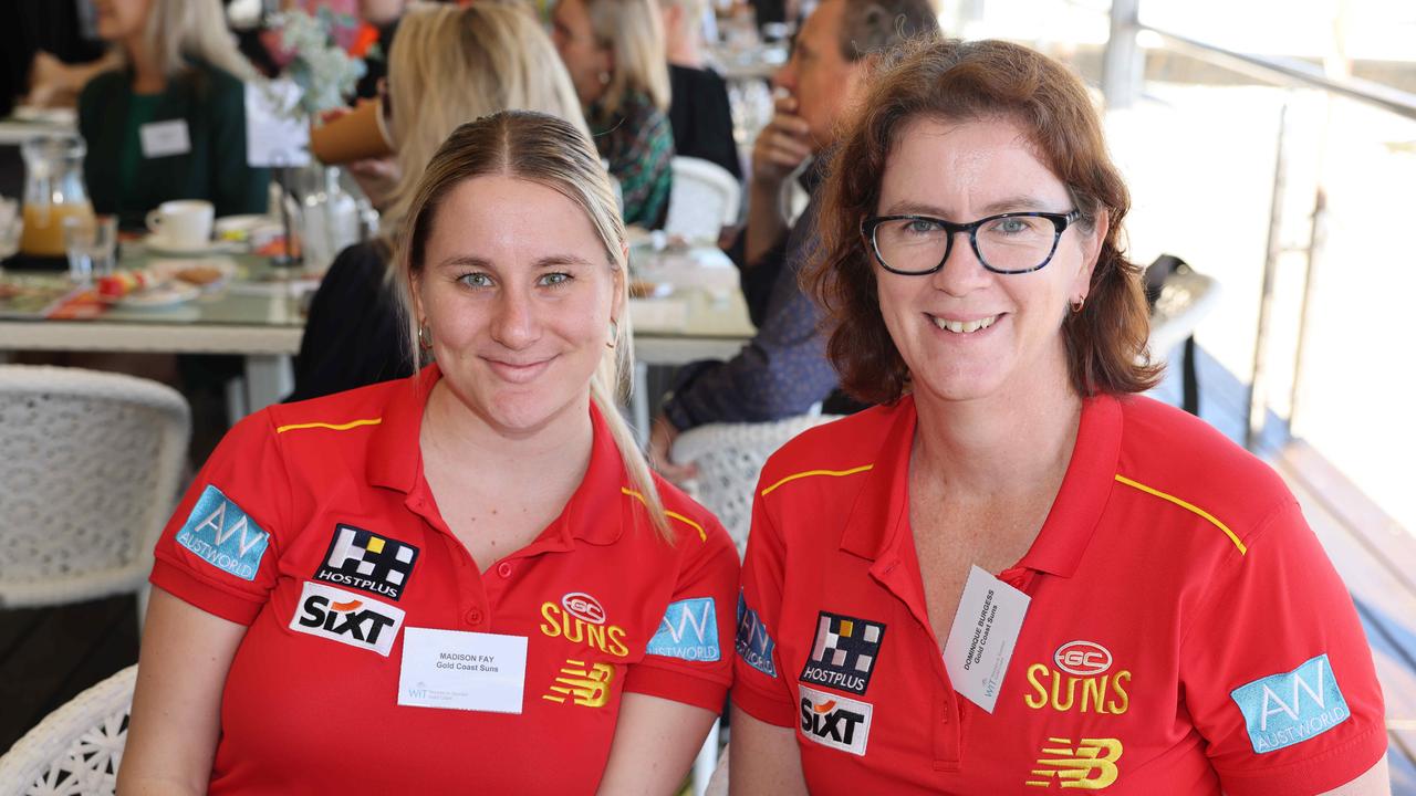 Madison Fay and Dominique Burgess at the Gold Coast Women in Tourism Breakfast at Southport Yacht Club for Gold Coast at Large. Picture: Portia Large