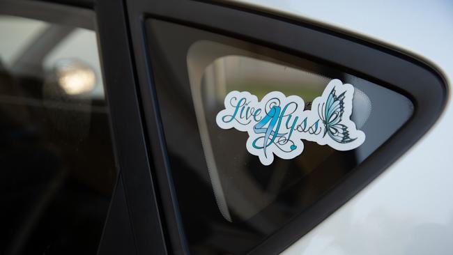 A Live4Lyss sticker on Alyssa’s Hyundai i30, which the Postle family still own.