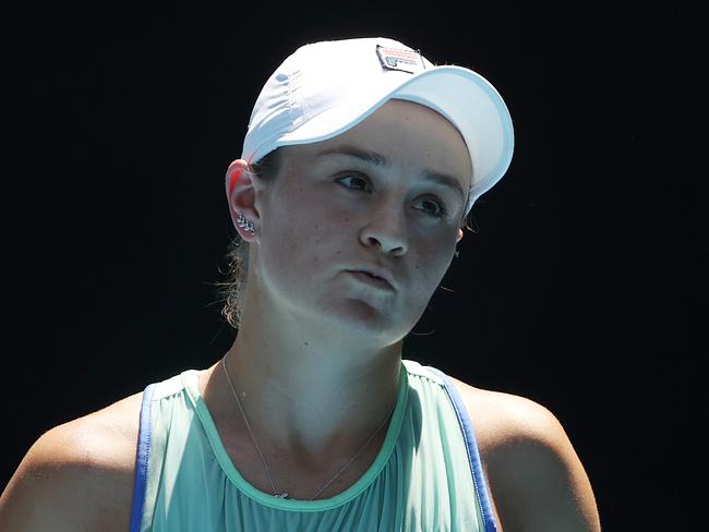 Australian Open Day 11 . 30/01/2020. Ash Barty vs Sofia Kenin.   Ash Barty during her Semi Final loss to Sofia Kenin   . Pic: Michael Klein