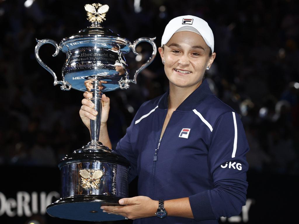 Three-time grand slam winner Ash Barty is one of Maddy Proud’s cross-code fantasy signings for Super Netball. Picture: Darrian Traynor/Getty Images