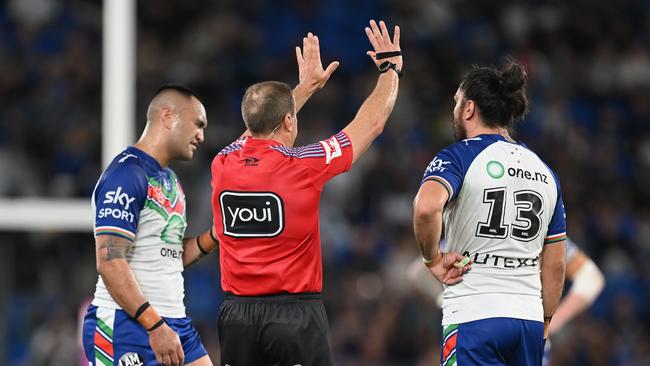 Marata Niukore was sent to the sin bin for slapping David Fifita across the face. Picture: NRL Imagery.