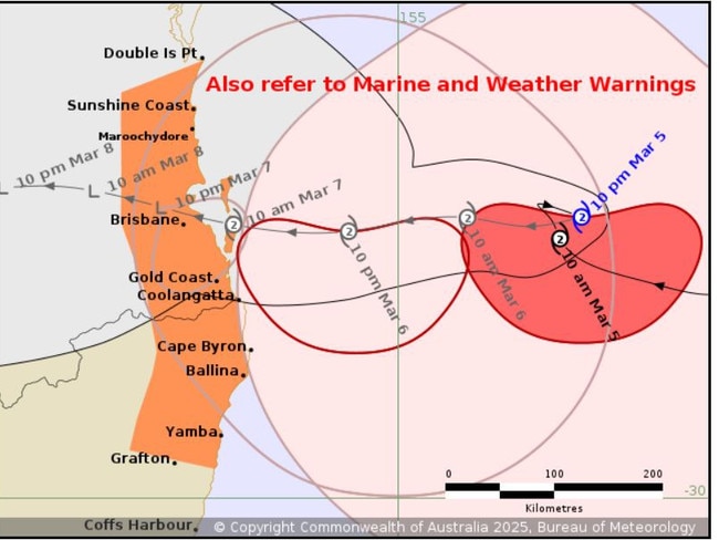 Cyclone Alfred is forecast to make landfall around midday Friday.