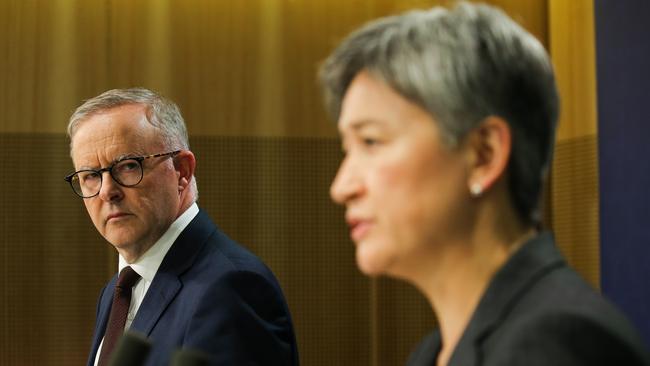 Anthony Albanese and Penny Wong in Sydney. Picture: NCA Newswire/ Gaye Gerard