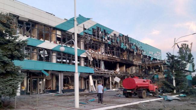 A damaged building at a Ukrainian port on the Danube after a night drone attack in Odessa region, amid the Russian invasion of Ukraine. Picture: AFP