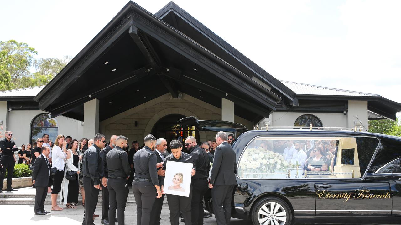 Friends and family are gathered at the Funeral for Seaworld helicopter crash victim Vanessa Tadros. Picture: NCA NewsWire / Gaye Gerard