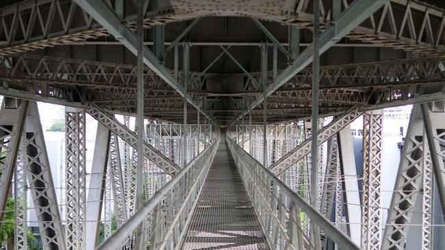 In recent years most maintenance work has bene under the road deck and over land on the Kangaroo Point side. Picture: Brisbane City Council