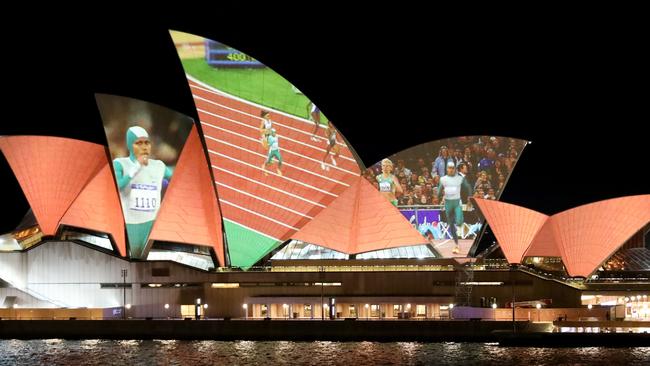 The images made for a stunning effect on Sydney Harbour. Picture: NCA NewsWire / Damian Shaw