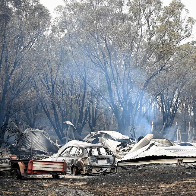 One of the homes lost in the fires. Fire damage around Dalveen (near Warwick) Bushfires burning through the Southern Downs regional area near the Queensland to NSW border. Picture: NCA NewsWIRE / John Gass