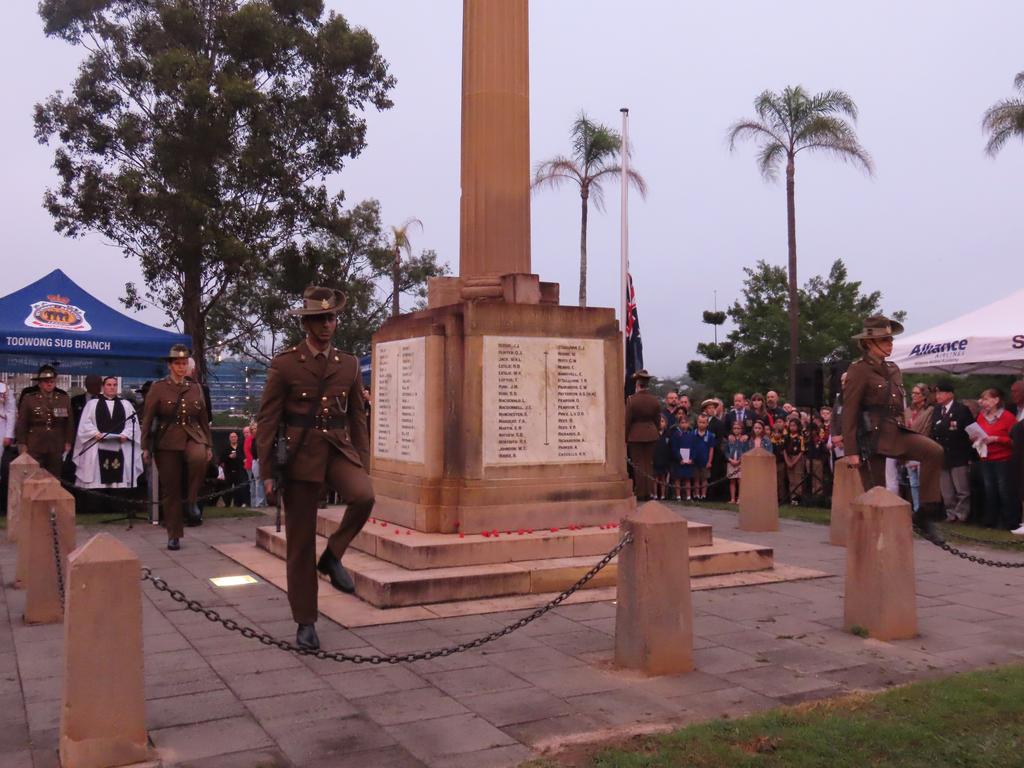 Anzac Day morning service at Toowong, Brisbane. Picture: Molly Snaylam