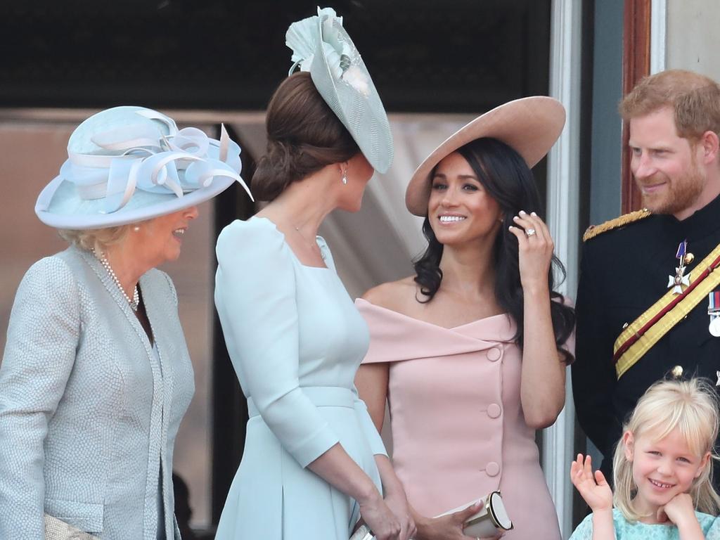 Camilla, Duchess Of Cornwall, Catherine, Duchess of Cambridge, Meghan, Duchess of Sussex, Prince Harry, Duke of Sussex. Picture: Getty