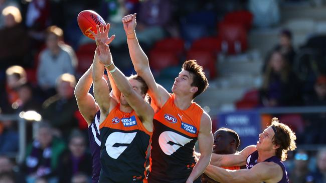 Sam Taylor repeatedly stifled opposition forays this season with a timely fist or an intercept mark. Getty Images