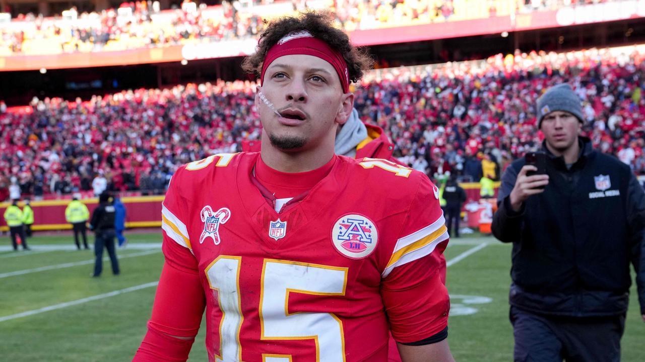 KANSAS CITY, MISSOURI - DECEMBER 21: Patrick Mahomes #15 of the Kansas City Chiefs looks on after his team's 27-19 victory against the Houston Texans at GEHA Field at Arrowhead Stadium on December 21, 2024 in Kansas City, Missouri. Jason Hanna/Getty Images/AFP (Photo by Jason Hanna / GETTY IMAGES NORTH AMERICA / Getty Images via AFP)