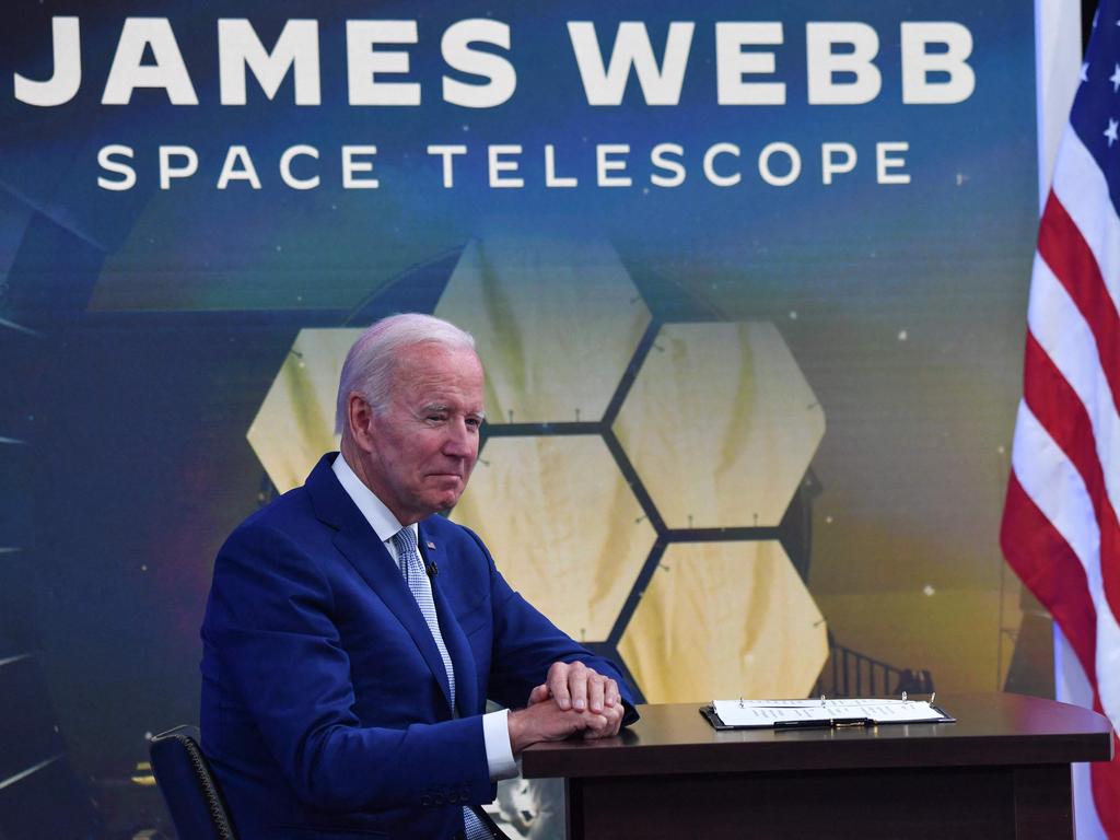 US President Joe Biden at the NASA briefing. Picture: AFP