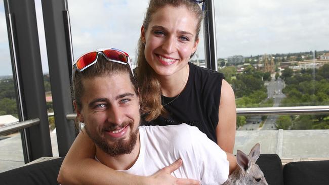 World Champion Peter Sagan with his wife Katarina Sagan. Photo: Sarah Reed