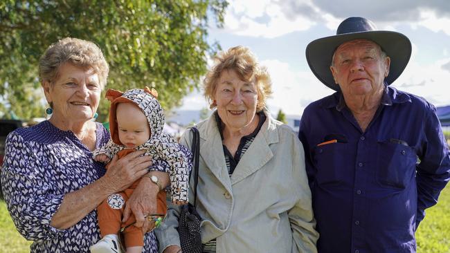 Carmel Wheeler, of Calen, with her great grandson Riley Durnsford, 6 months, and Joyce and Barry Brown, of Calen, at the Calen Country Fair, Saturday, May 29, 2021. Picture: Heidi Petith