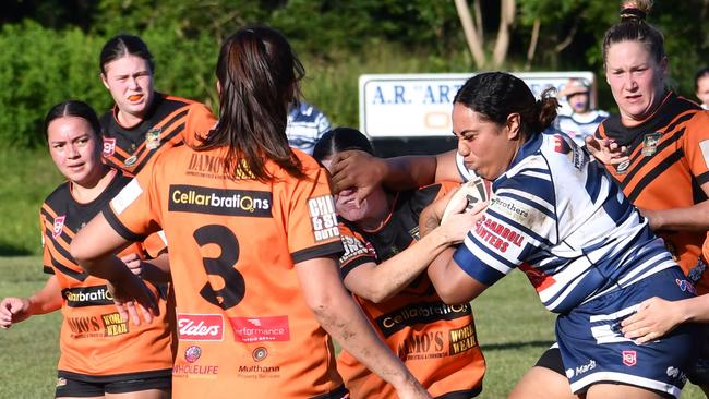 The Herbert River Crushers Women’s team drew 20-20 with Townsville Brothers in a hard-fought contest in Ingham on Saturday. Picture: Cameron Bates