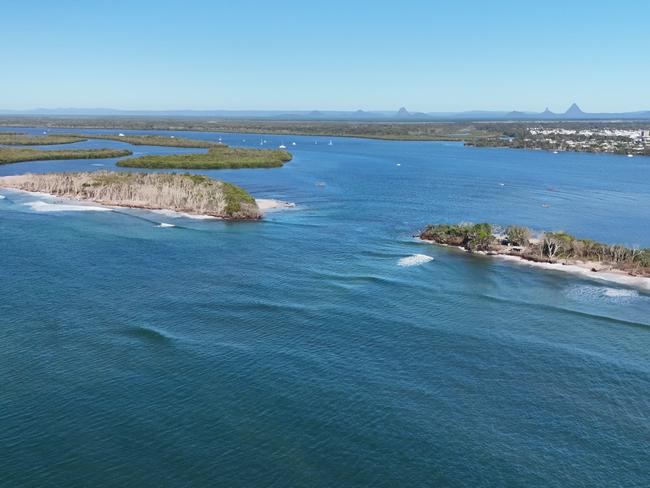 The second Bribie Island breakthrough has increased in size after it formed in the aftermath of Ex-Tropical Cyclone Alfred. Photo: Caloundra Fishing World