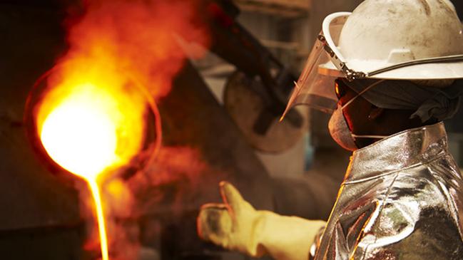 A gold pour at Newcrest’s Lihir Gold mine.