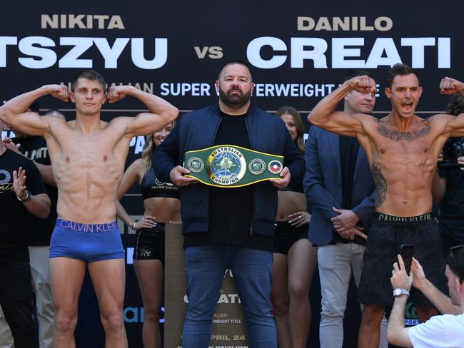 Tszyu Creati weigh in. Picture: No Limit Boxing