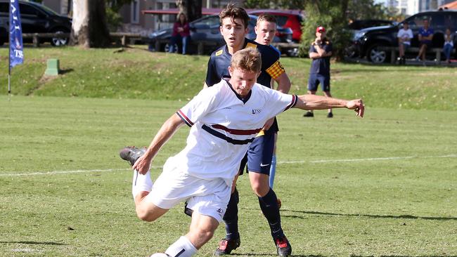 GPS first XI football action in 2020. Photo by Richard Gosling