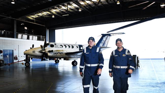 CareFlight’s Matthew Auld and Steve Martz aircrew officer PIC KATRINA BRIDGEFORD.