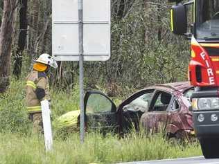 Single vehicle roll over on the down section of the Toowoomba range. Saturday, 24th Feb, 2018. Picture: Nev Madsen