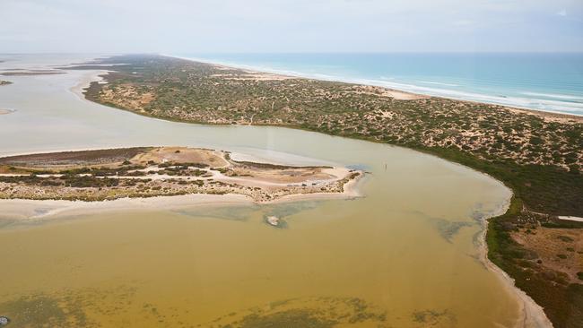 The North and South Coorong Lagoons divided by Parnka Point. Picture: Matt Loxton