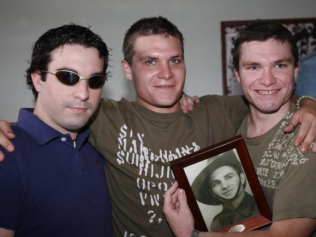 Scott Rush (centre) with his brothers during a birthday visit to Kerobokan back in 2006.