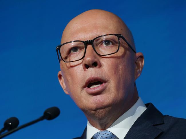 31/01/2025. The Leader of the Opposition Peter Dutton gives keynote address at the Menzies Research Centre event held at the Shangri-La Hotel  in Sydney. Britta Campion / The Australian