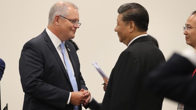 Prime Minister Scott Morrison with Chinese President Xi Jinping in 2019. Picture: Adam Taylor/PMO