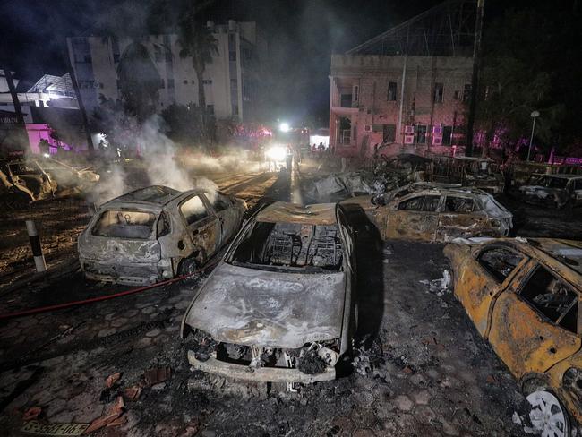 The explosion was centred on the parking lot. Picture: Mohamed Saber/EPA/AAP